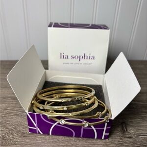 Lia Sophia Jewelry For You Cut Crystals Set of 5 Bangle Bracelet in Gold RV$108